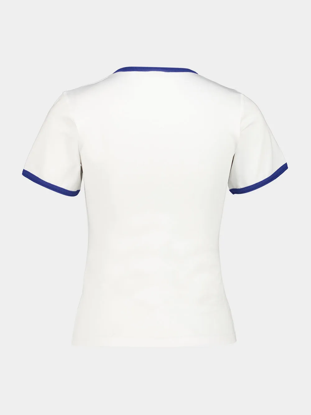 White and Blue Tennis Club Cotton Ringer T-Shirt sold by Fashion Clinic product image thumbnail 2