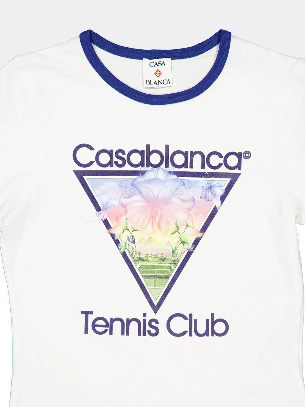 White and Blue Tennis Club Cotton Ringer T-Shirt sold by Fashion Clinic product image thumbnail 3