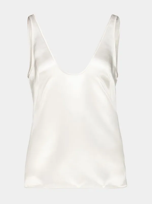 Off-White Silk Scoop Neck Tank Top made by Tom Ford