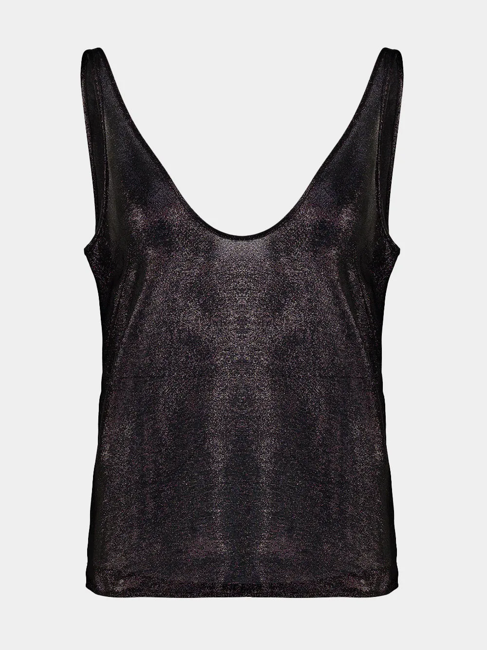 Black Silk Scoop Neck Tank Top sold by Fashion Clinic