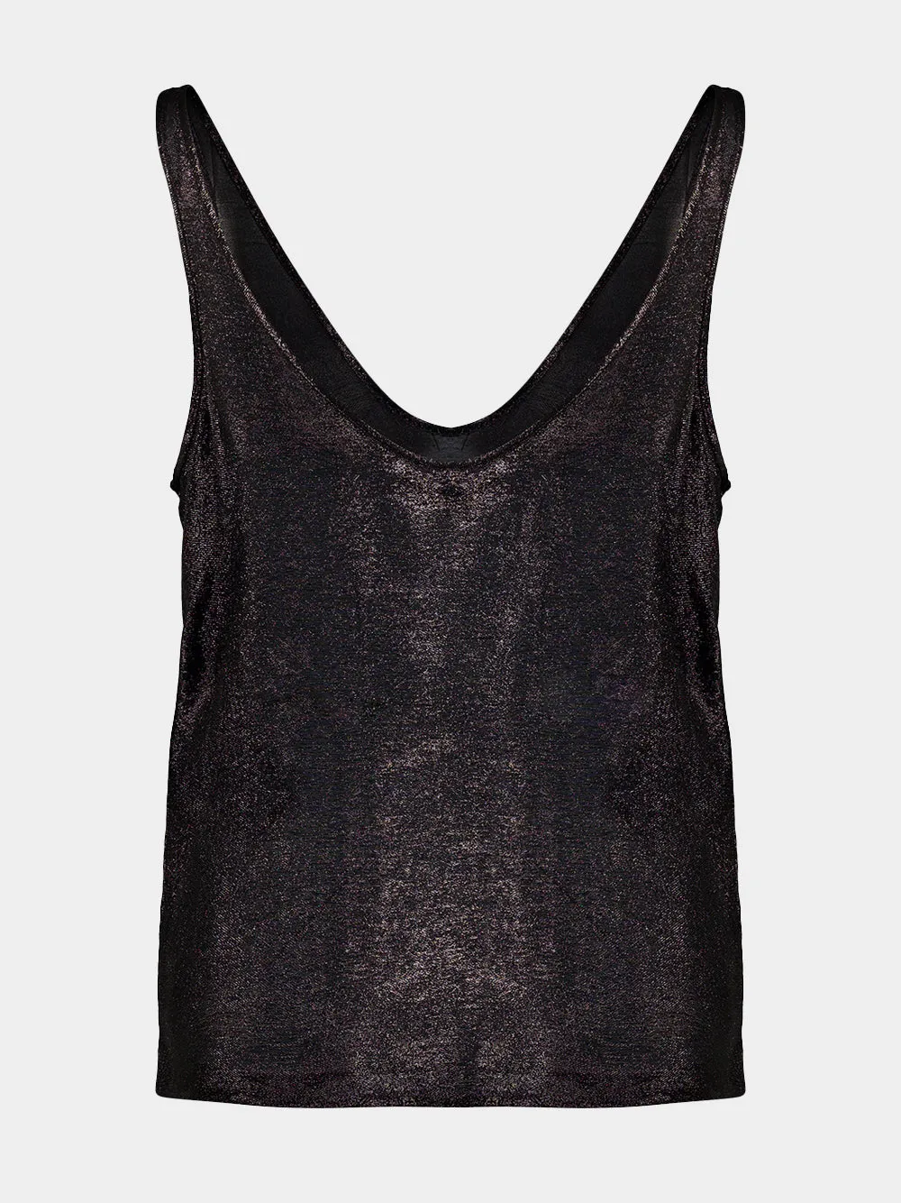 Black Silk Scoop Neck Tank Top sold by Fashion Clinic product image thumbnail 2