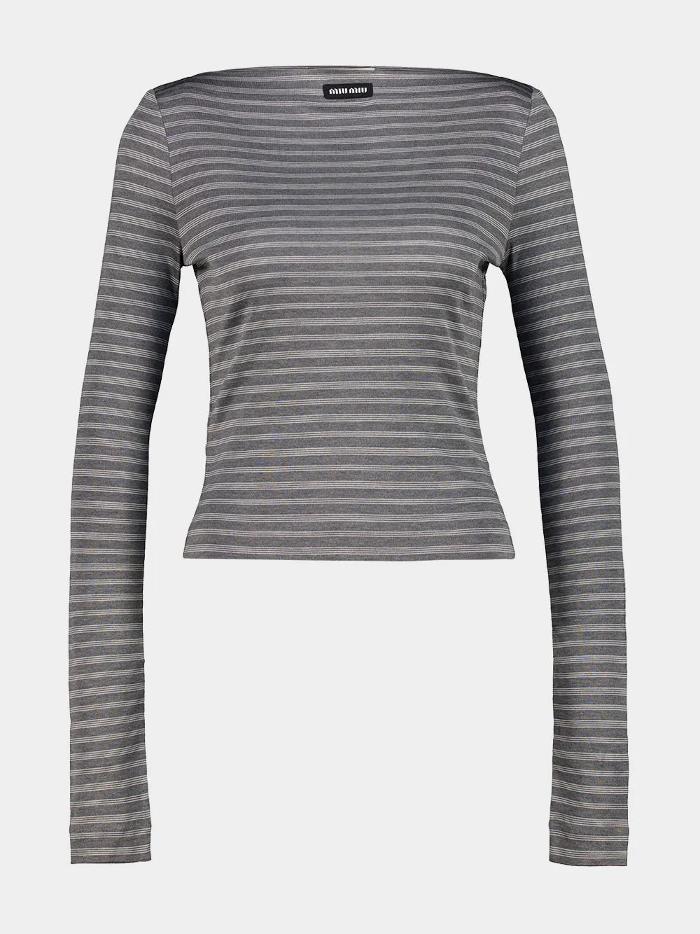 Slate Grey and White Striped Silk Jersey Top sold by Fashion Clinic product image thumbnail 2