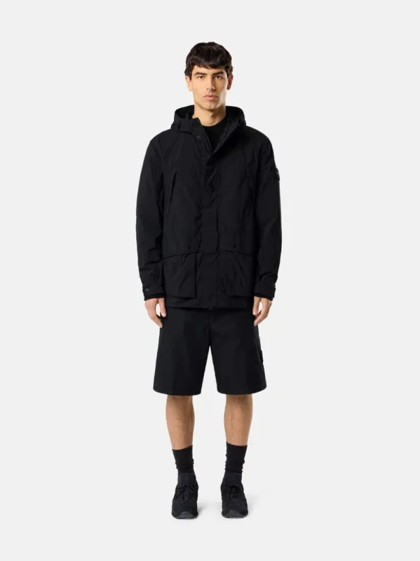 Black Ghost Nylon Short Parka Jacket made by Stone Island