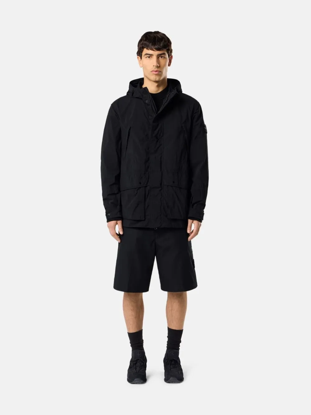 Black Ghost Nylon Short Parka Jacket sold by Fashion Clinic