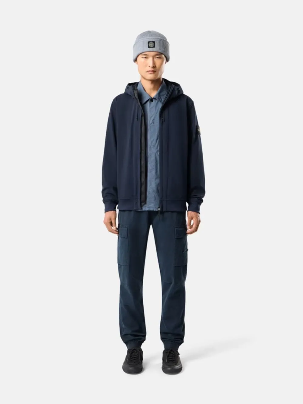 Navy Blue Soft Shell Hooded Jacket sold by Fashion Clinic
