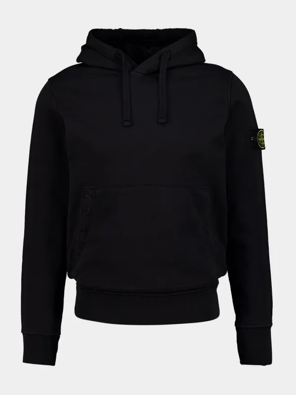 Black Organic Cotton Hooded Sweatshirt made by Stone Island