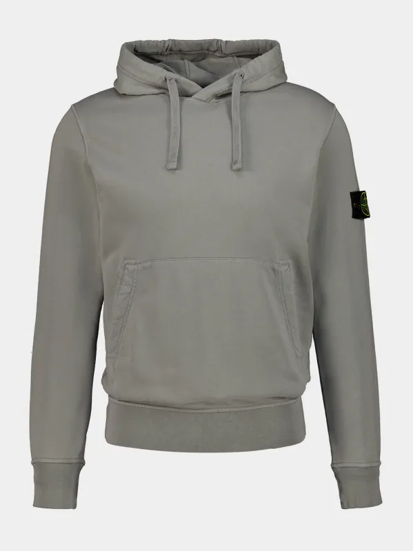 Grey Organic Cotton Hooded Sweatshirt made by Stone Island