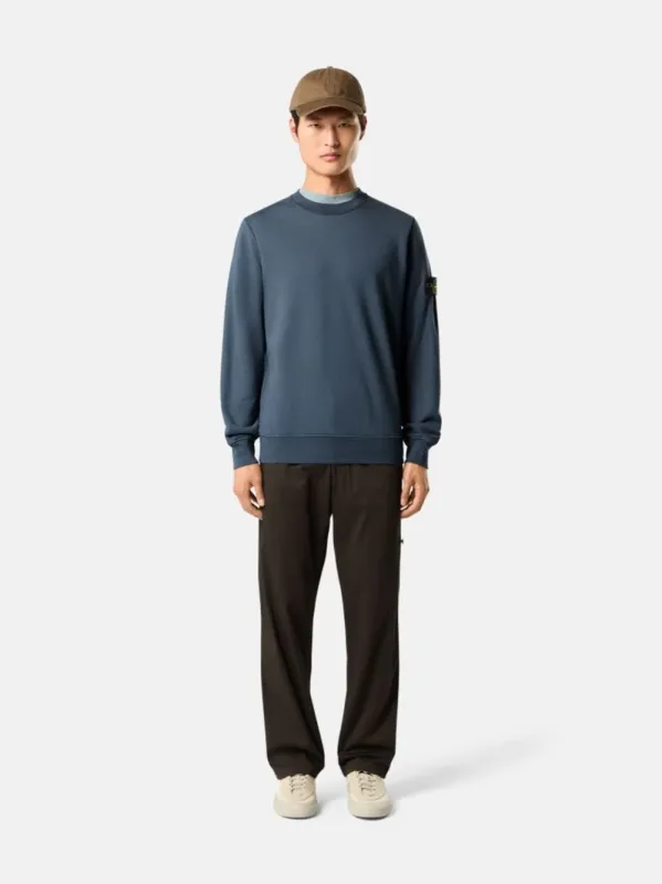 Slate Blue Organic Cotton Crewneck Sweatshirt made by Stone Island