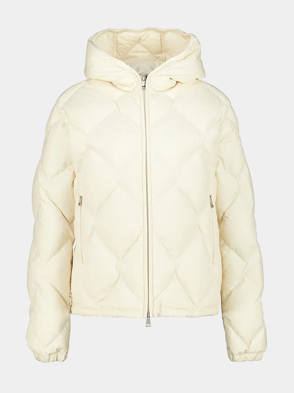 Ivory Arvouinne Hooded Triangle-Quilted Short Down Jacket sold by Fashion Clinic product image thumbnail 2