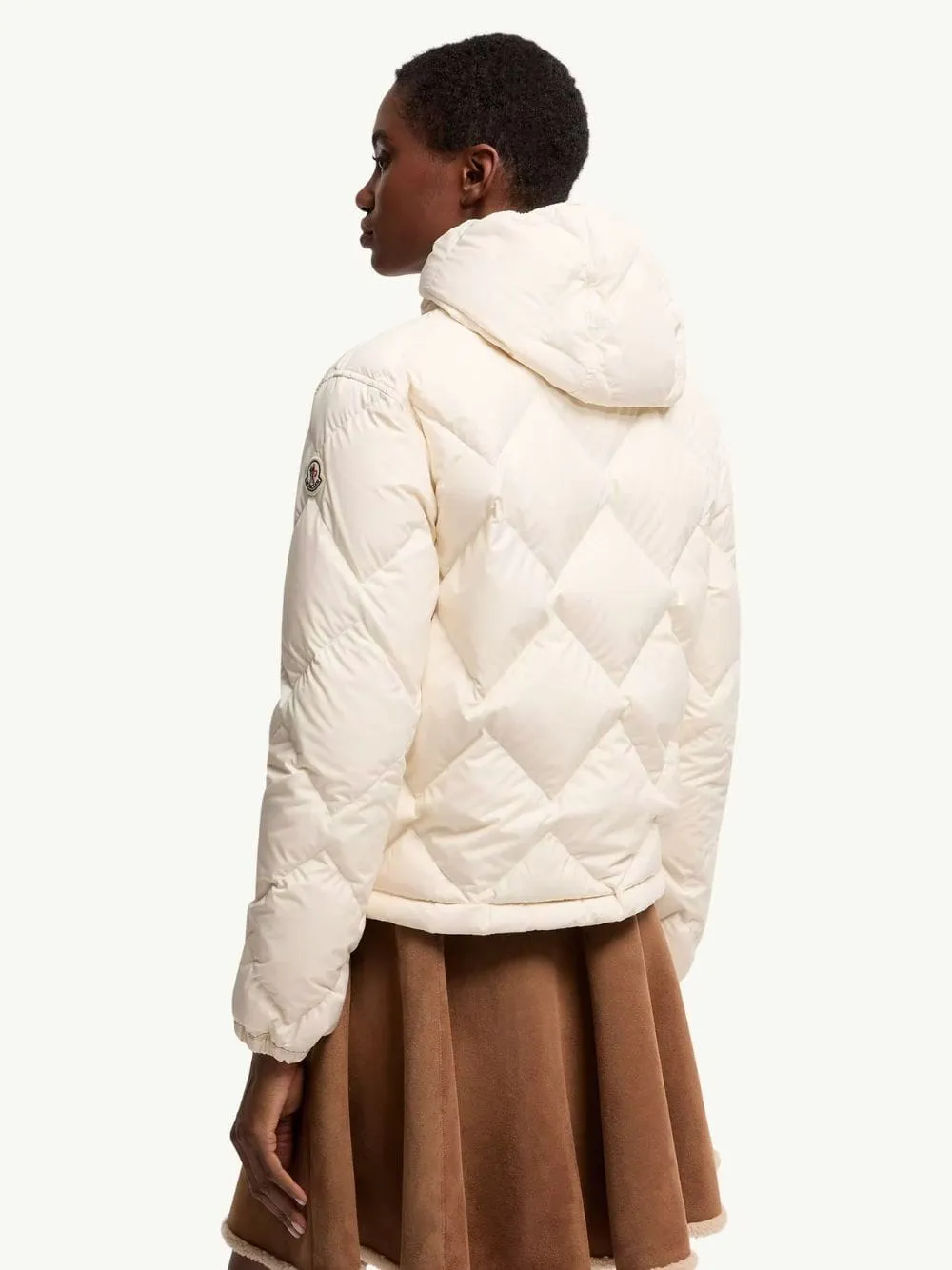 Ivory Arvouinne Hooded Triangle-Quilted Short Down Jacket sold by Fashion Clinic product image thumbnail 3