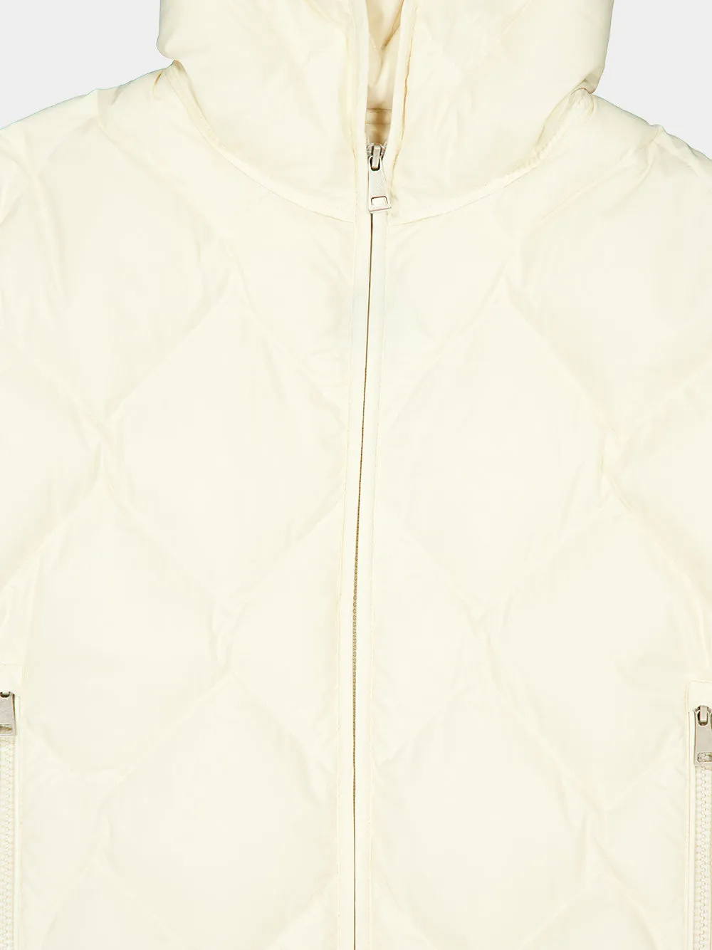 Ivory Arvouinne Hooded Triangle-Quilted Short Down Jacket sold by Fashion Clinic product image thumbnail 5