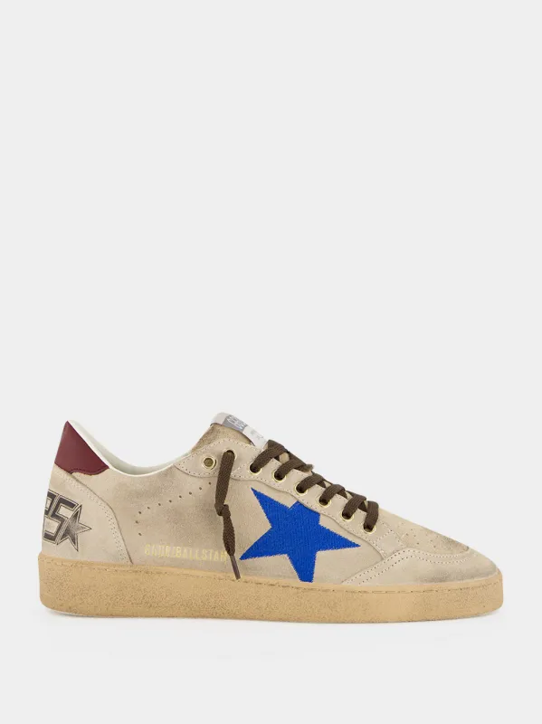 Bluette and Dark Burgundy Ball Star Sneakers made by Golden Goose