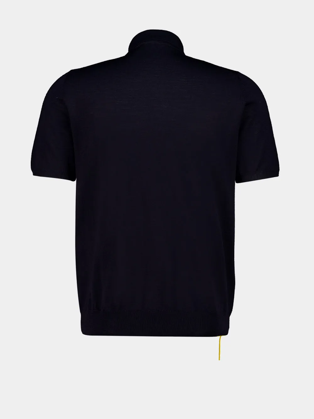 Navy Blue Wool Short-Sleeve Polo Shirt sold by Fashion Clinic product image thumbnail 2