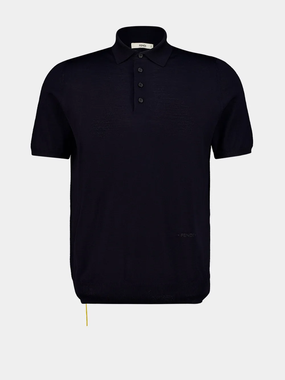 Navy Blue Wool Short-Sleeve Polo Shirt sold by Fashion Clinic