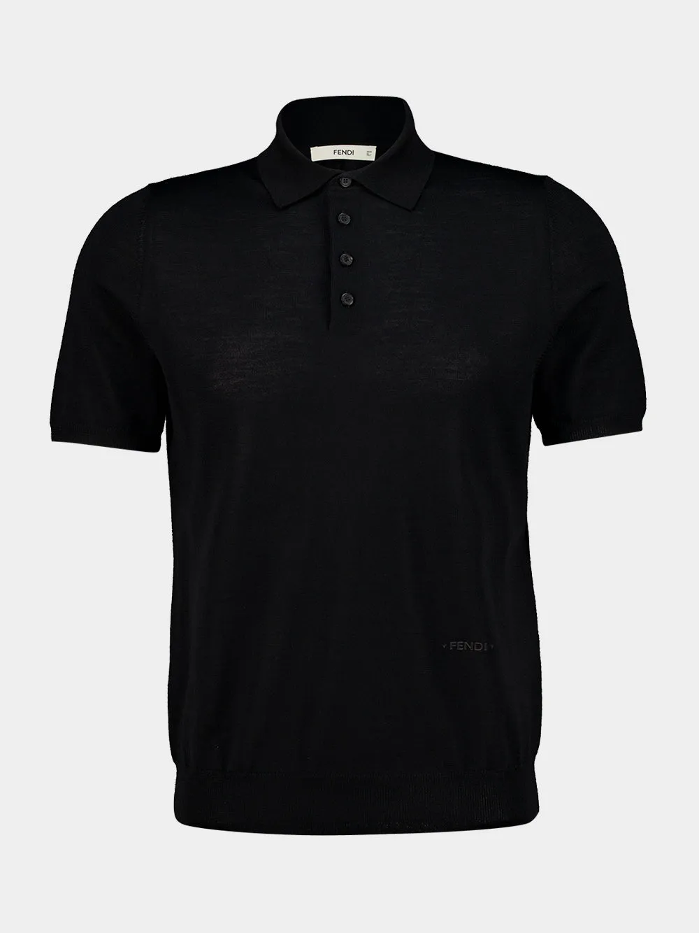 Black Wool Short-Sleeve Polo Shirt sold by Fashion Clinic product image thumbnail 2