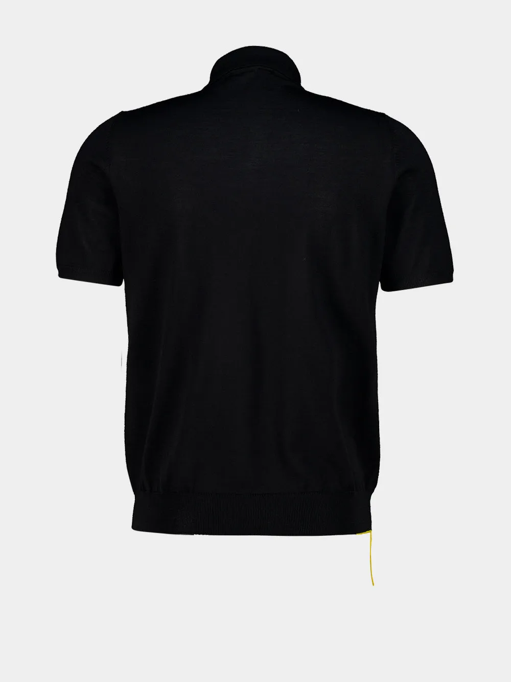 Black Wool Short-Sleeve Polo Shirt sold by Fashion Clinic product image thumbnail 3