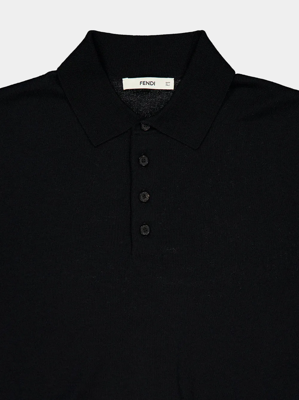Black Wool Short-Sleeve Polo Shirt sold by Fashion Clinic product image thumbnail 4