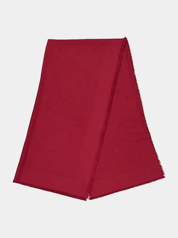 Red FF Wool Silk Cashmere Shawl made by Fashion Clinic