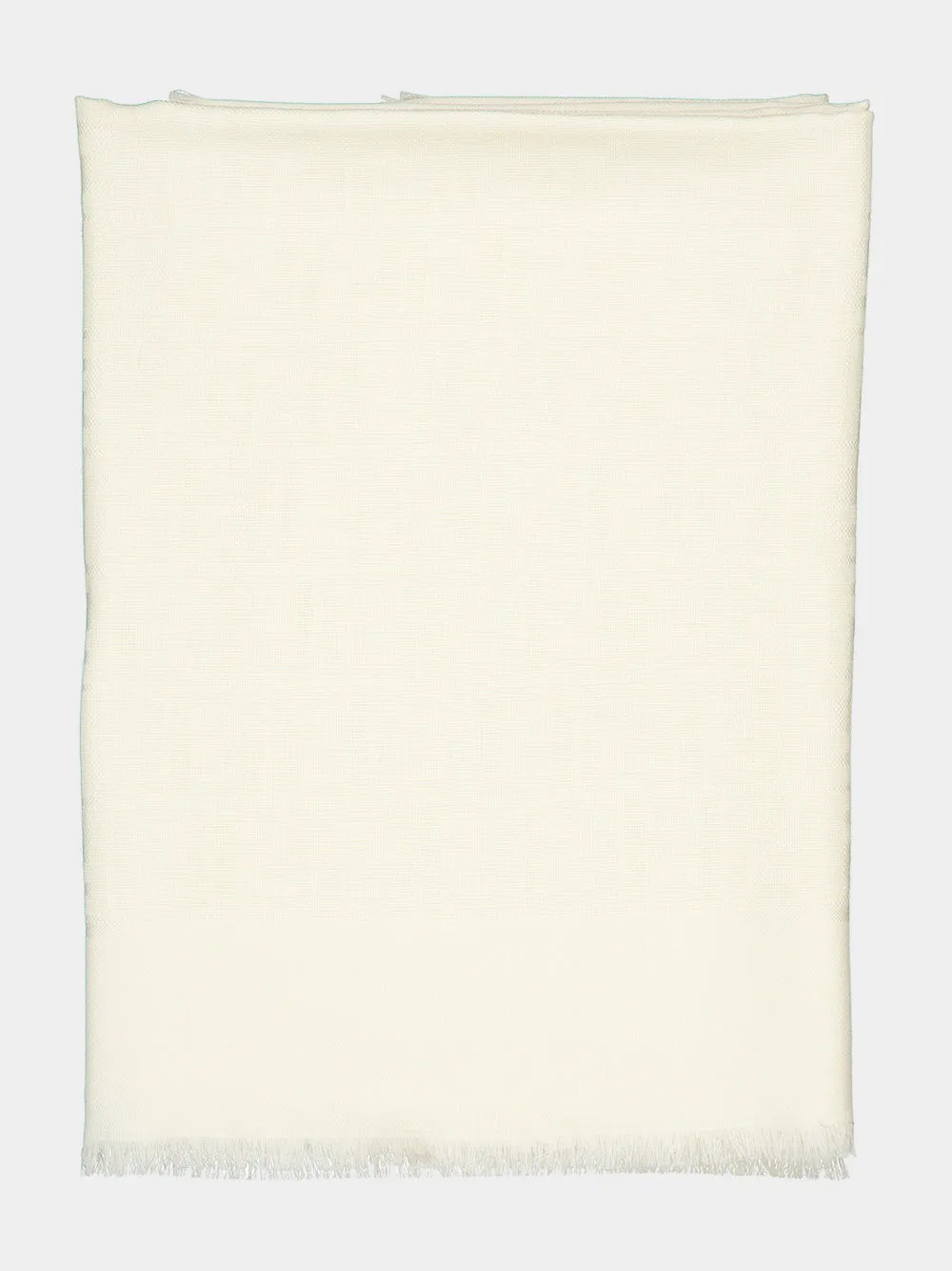White FF Wool Silk Cashmere Shawl sold by Fashion Clinic product image thumbnail 3