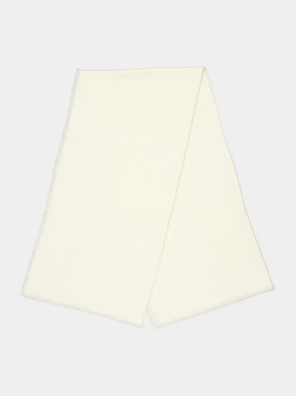 White FF Wool Silk Cashmere Shawl made by Fendi