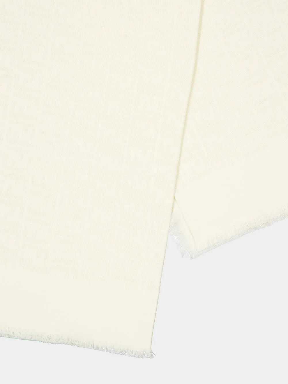 White FF Wool Silk Cashmere Shawl sold by Fashion Clinic product image thumbnail 2