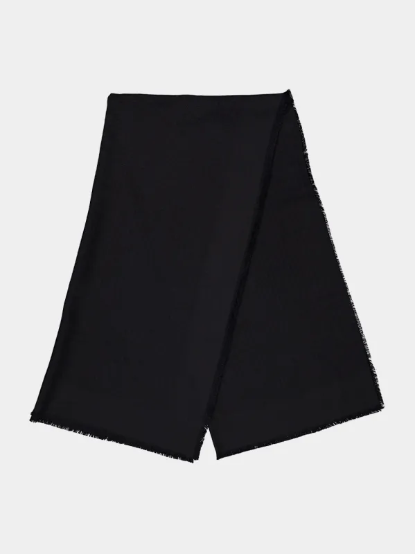 Black FF Wool Silk Cashmere Shawl made by Fendi