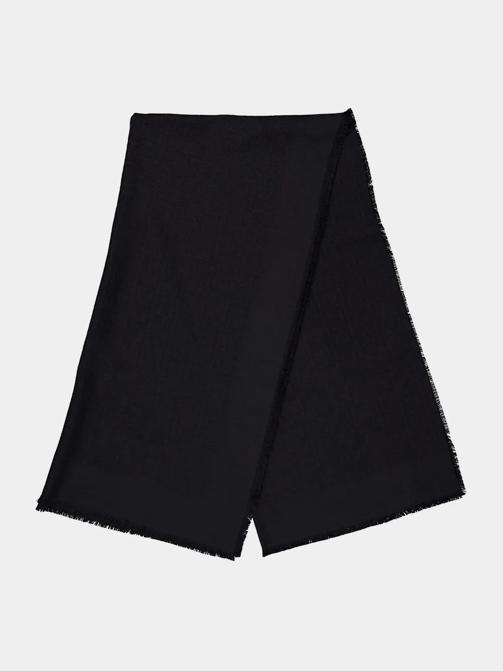 Black FF Wool Silk Cashmere Shawl sold by Fashion Clinic