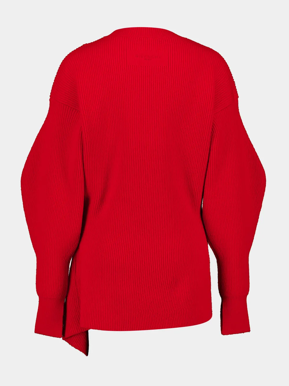 Red Asymmetric Wool and Cashmere Crewneck Sweater sold by Fashion Clinic product image thumbnail 2