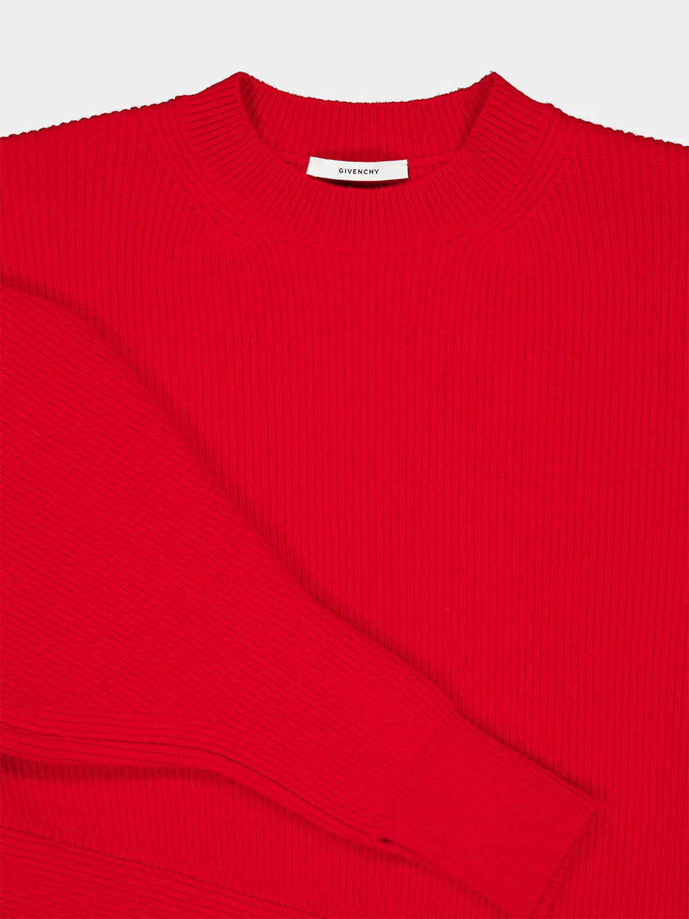 Red Asymmetric Wool and Cashmere Crewneck Sweater sold by Fashion Clinic product image thumbnail 3