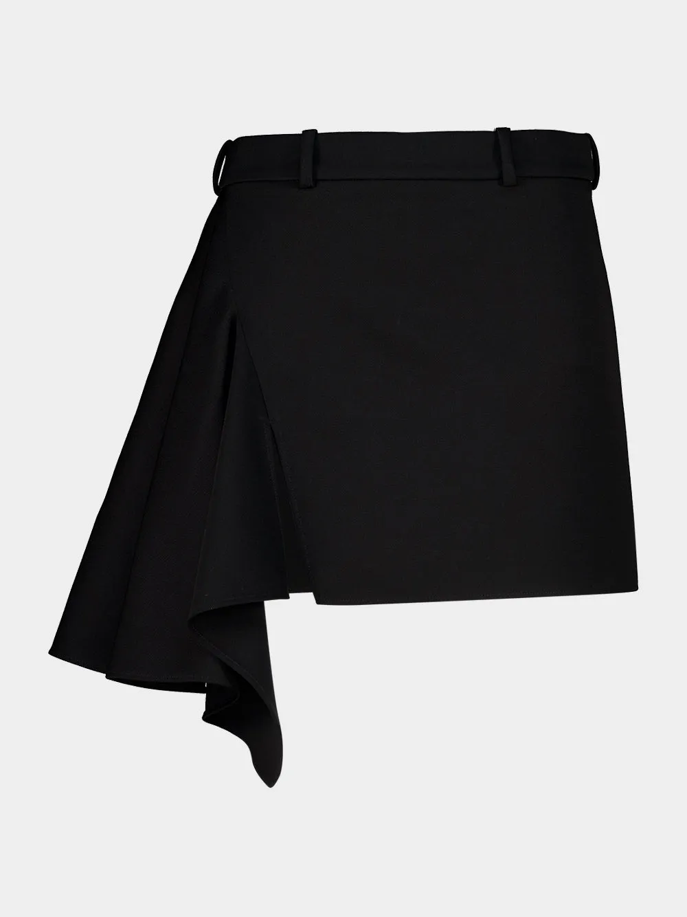 Black Asymmetric Wool Mini Skirt sold by Fashion Clinic