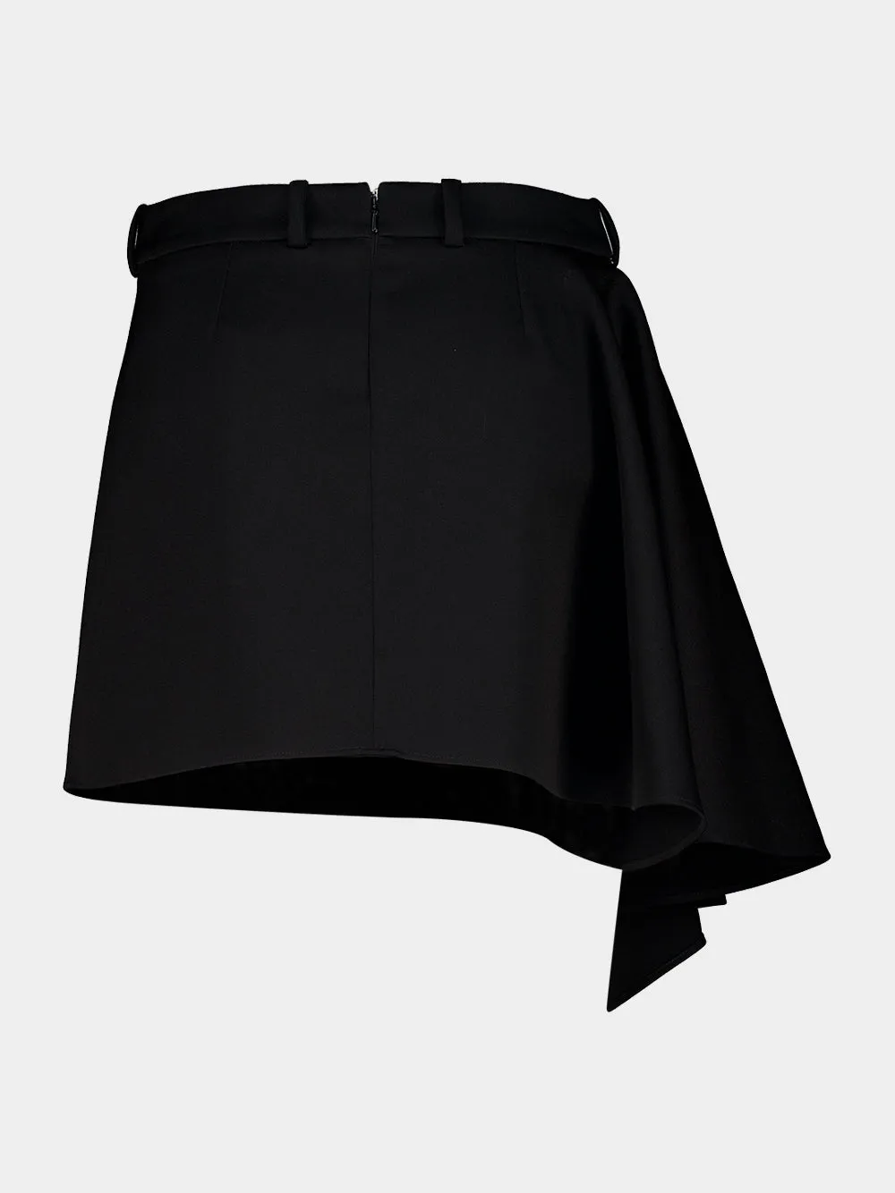 Black Asymmetric Wool Mini Skirt sold by Fashion Clinic product image thumbnail 2