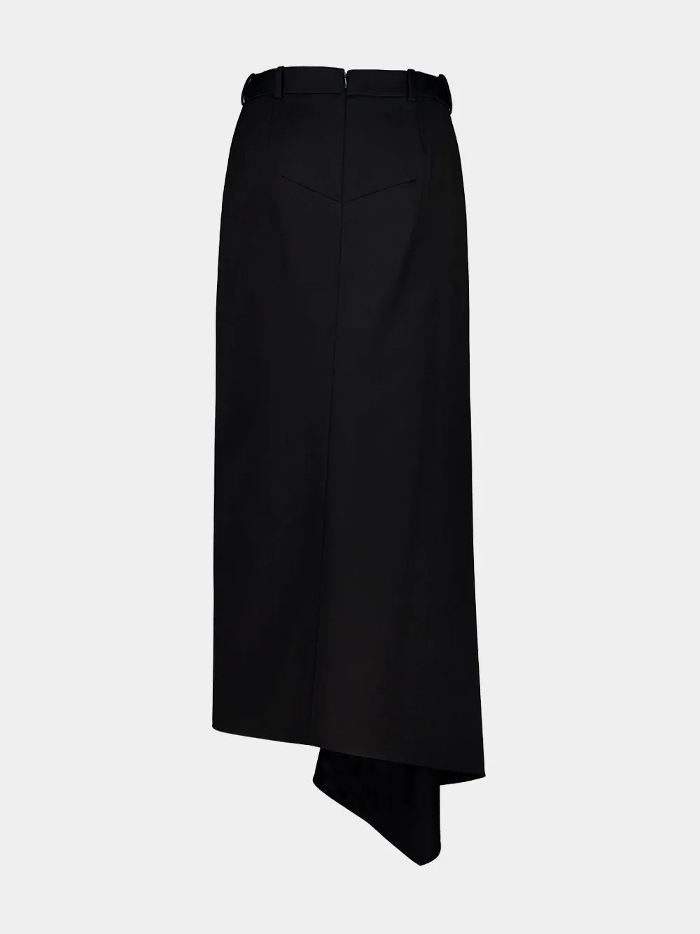 Black Asymmetric Wool Midi Skirt sold by Fashion Clinic product image thumbnail 2