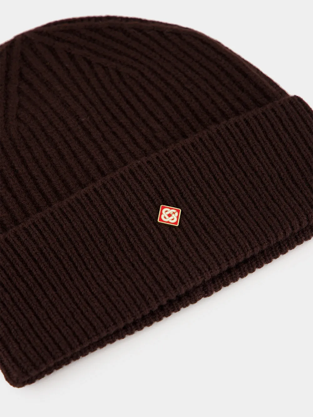 Brown Wool Rib Knit Beanie sold by Fashion Clinic product image thumbnail 3