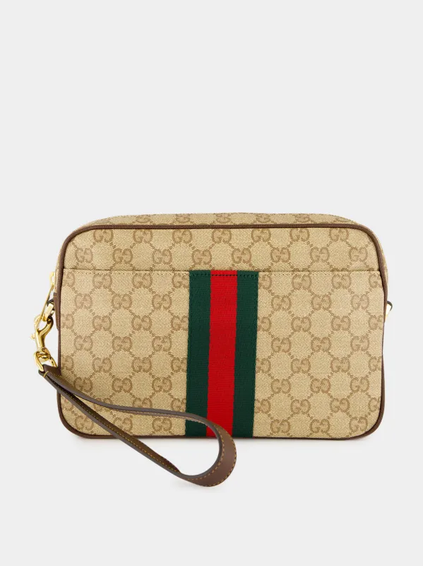 Sand and Brown GG Canvas Web Crossbody Bag made by Gucci