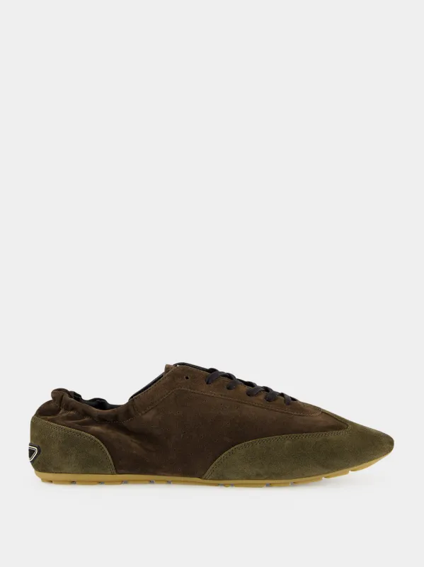Blow Taupe and Amara Khaki Suede Low-Top Sneakers made by Yves Saint Laurent