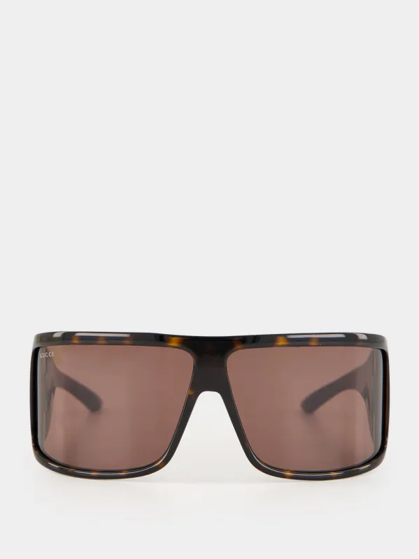 Brown Tortoiseshell Mask Frame Sunglasses made by Gucci