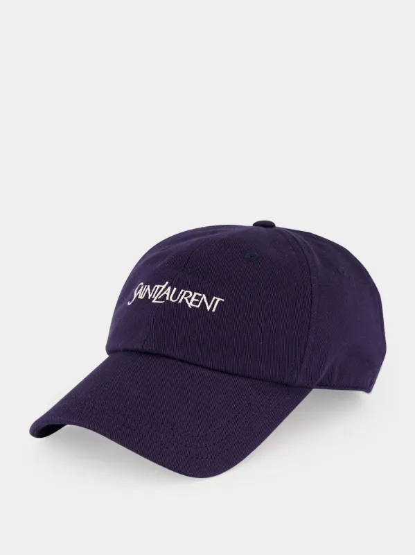 Navy Blue Cotton Gabardine Baseball Cap made by Yves Saint Laurent
