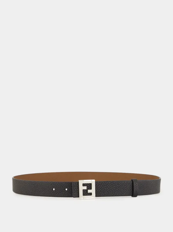 Black and Dark Brown FF Reversible Leather Belt made by Fendi