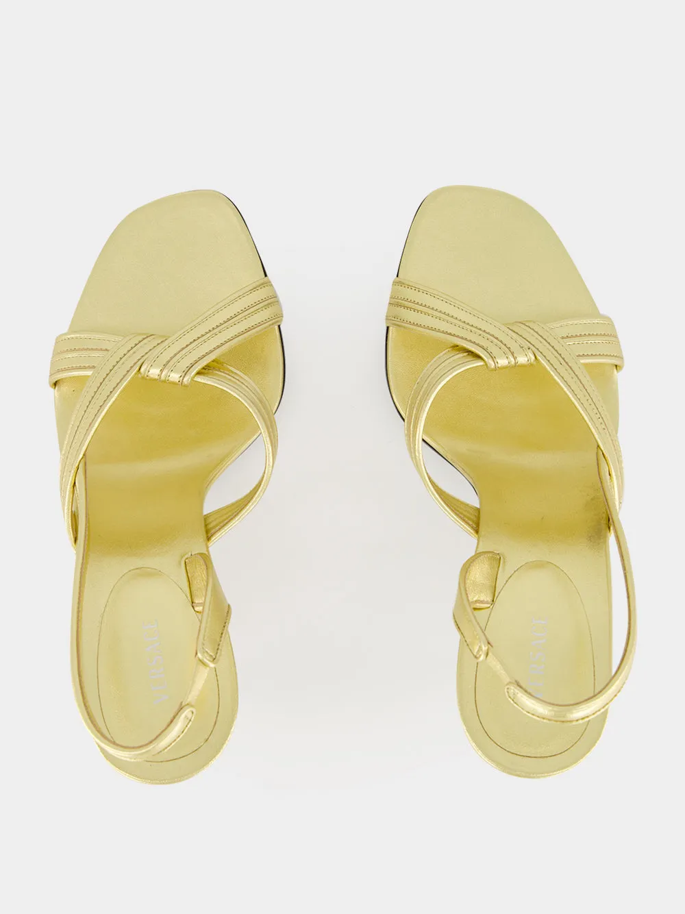Gold Gianni Metallic Nappa Leather Sandals sold by Fashion Clinic product image thumbnail 5