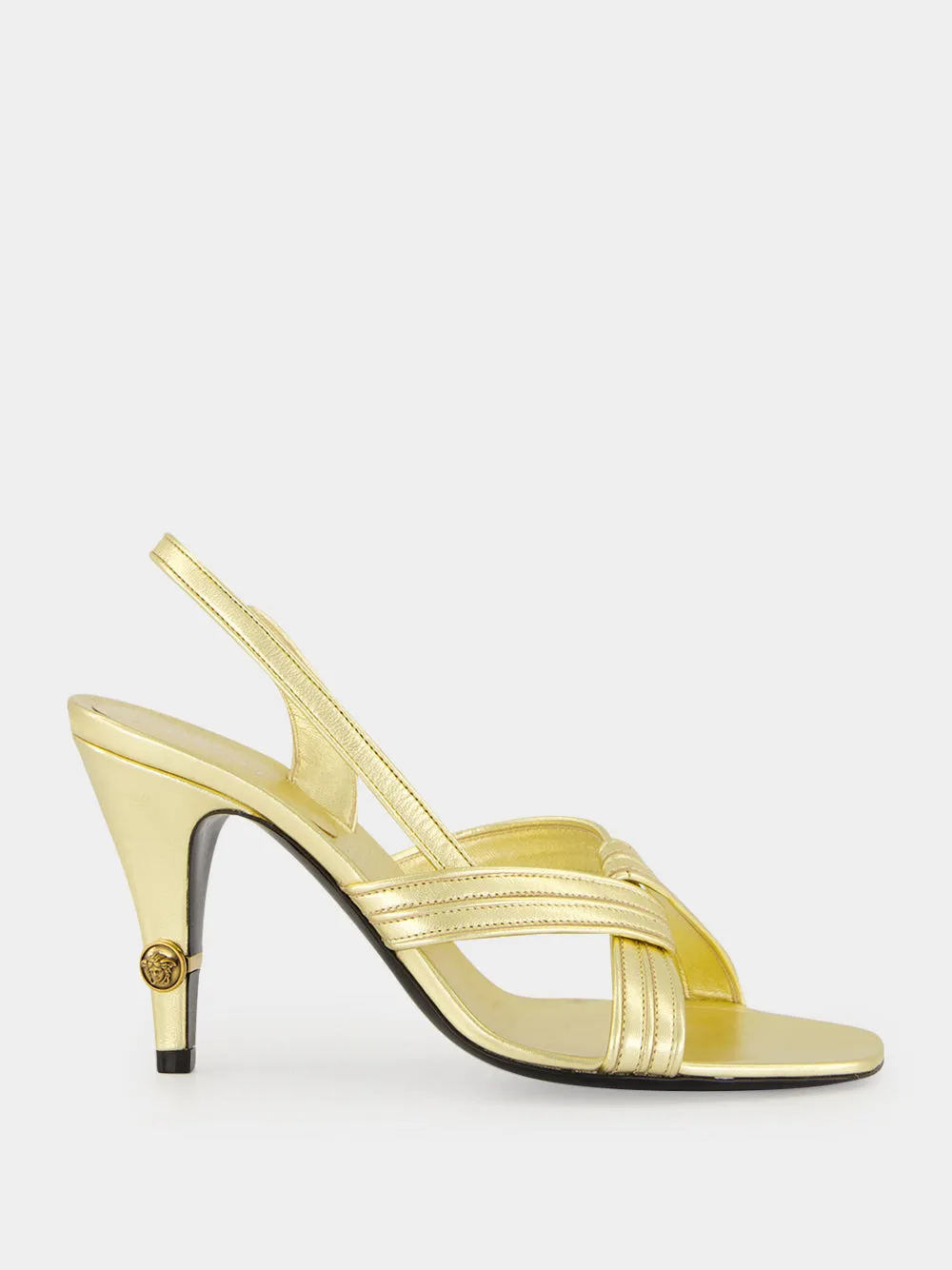 Gold Gianni Metallic Nappa Leather Sandals sold by Fashion Clinic product image thumbnail 2