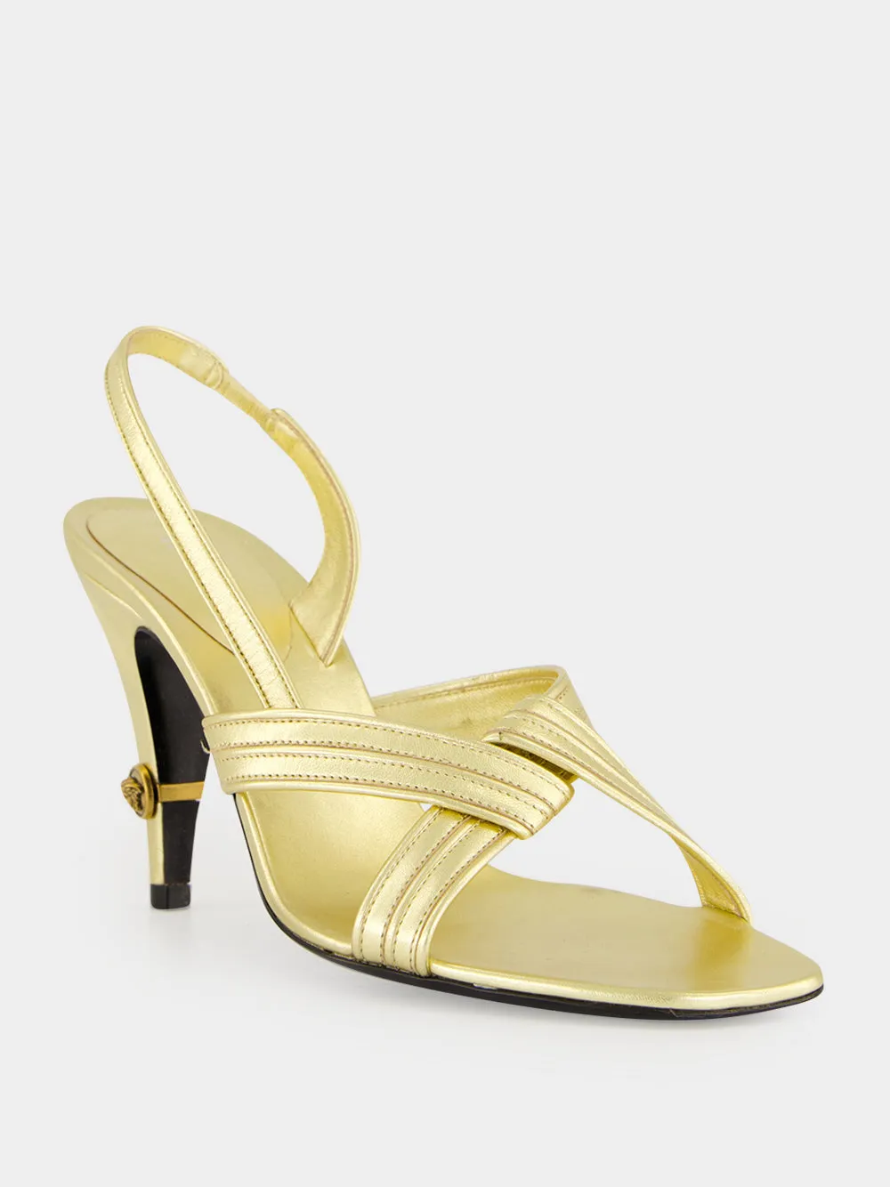 Gold Gianni Metallic Nappa Leather Sandals sold by Fashion Clinic product image thumbnail 3