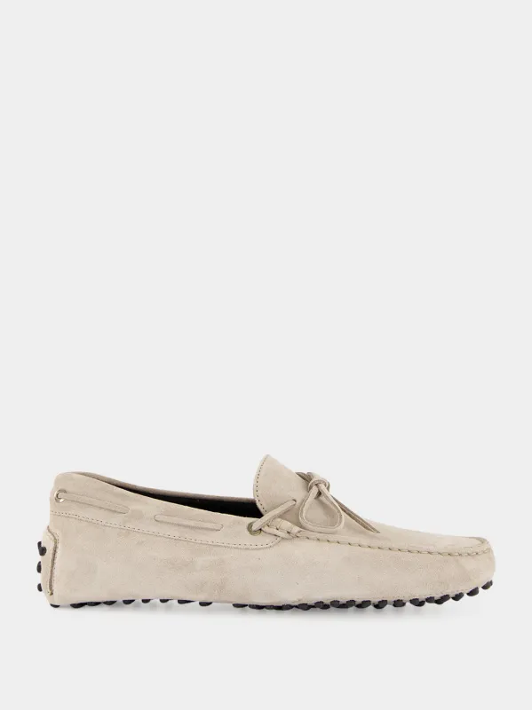 Light Grey Suede Driving Shoes made by Aurelien