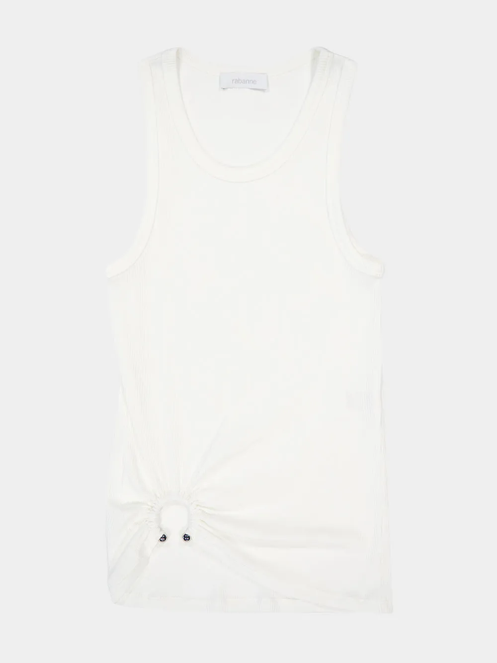 White Tank Top with Waist Piercing Detail sold by Fashion Clinic product image thumbnail 5
