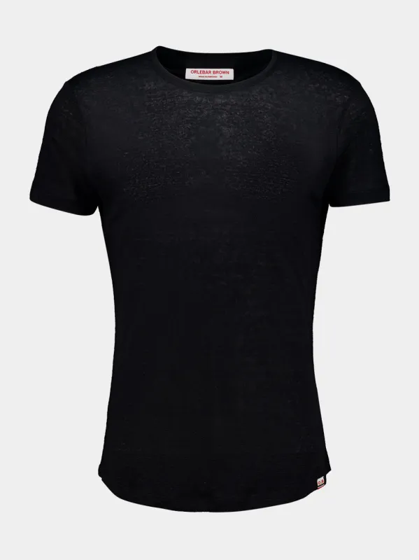 DUPLICADO - Black Ob-T Linen T-Shirt made by Orlebar Brown