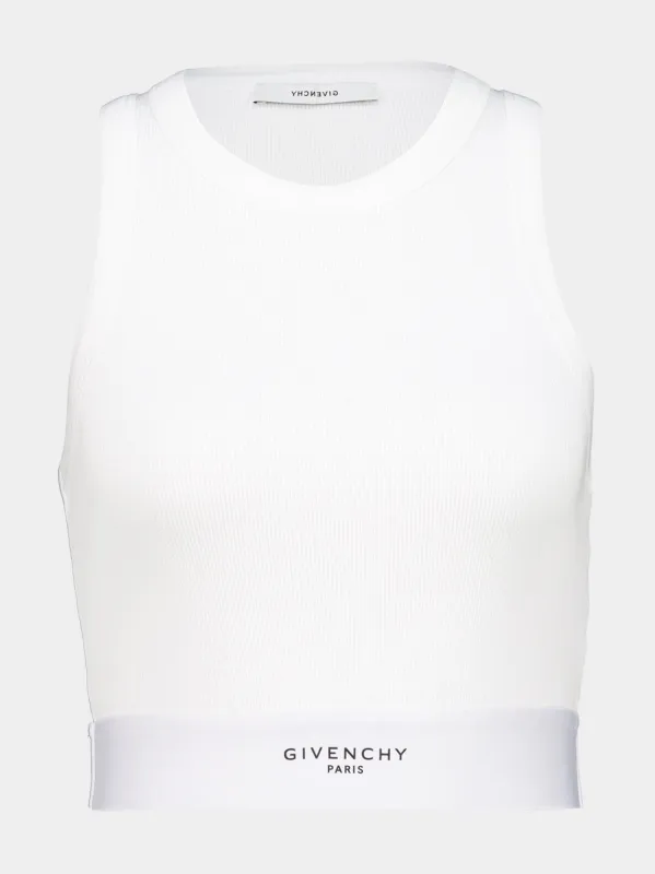 White Cropped Tank Top with Logo Band made by Givenchy