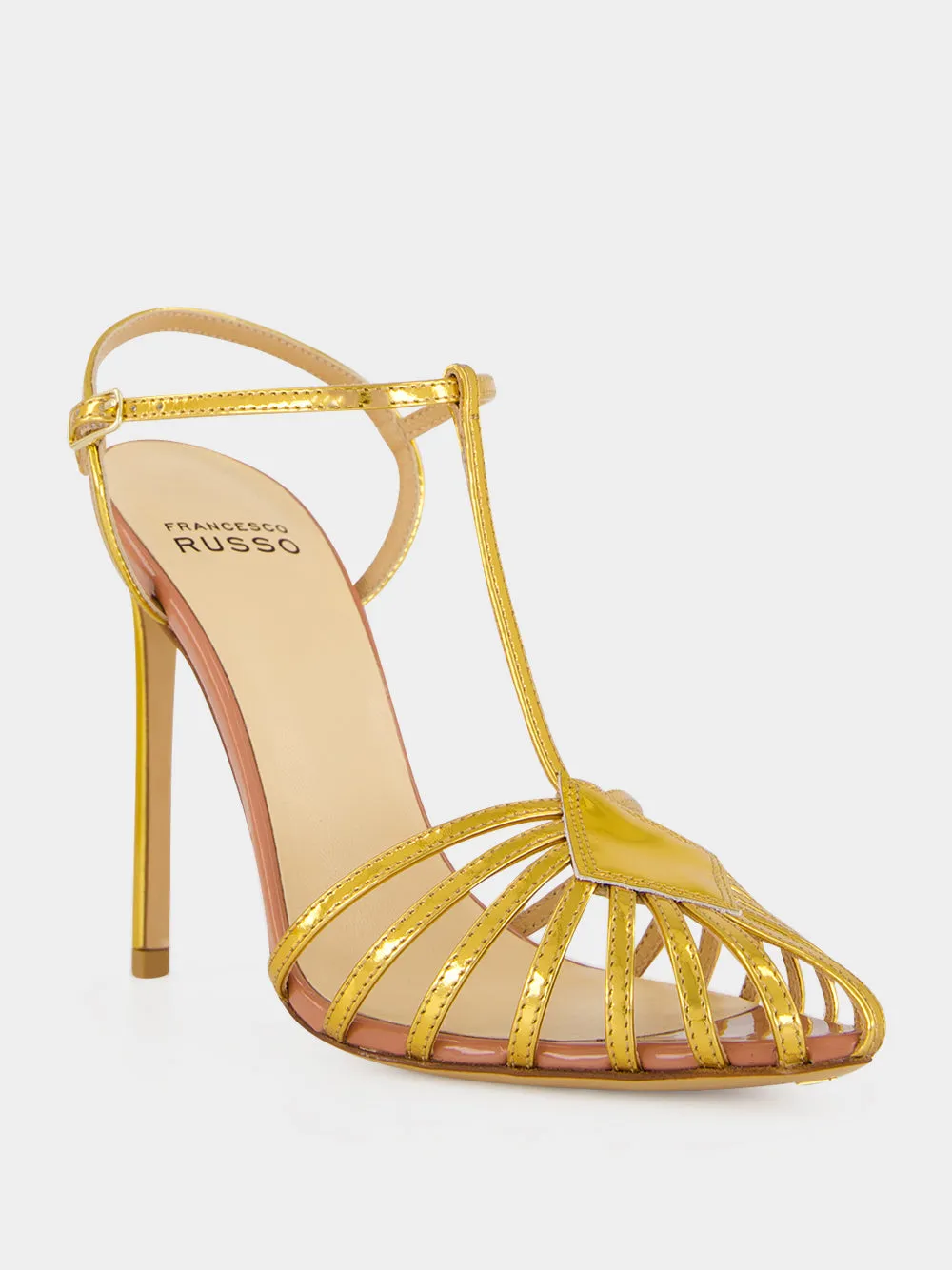 Gold Cage Sandals in Kid Leather sold by Fashion Clinic product image thumbnail 3