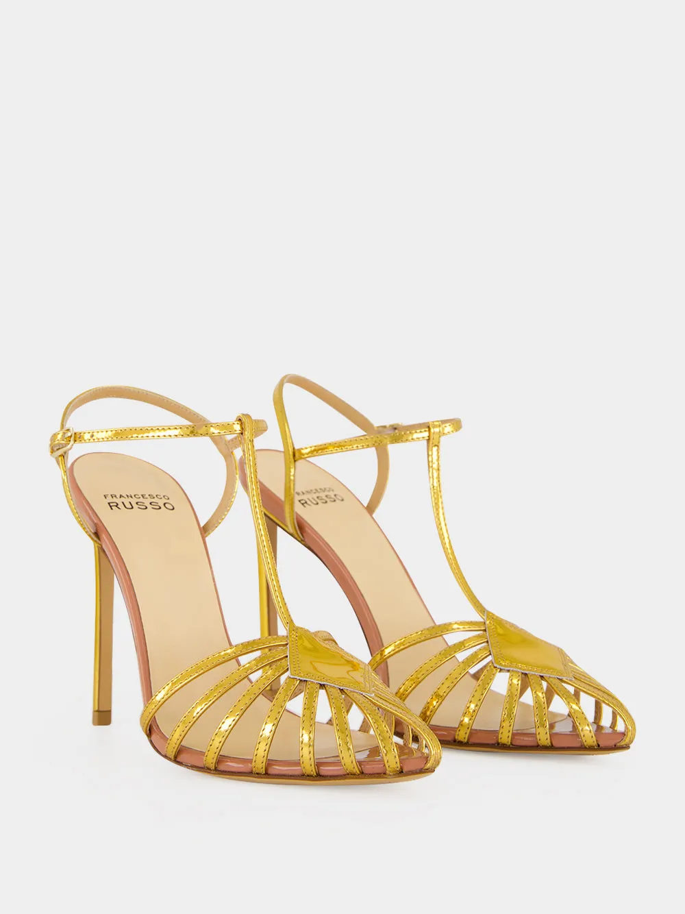 Gold Cage Sandals in Kid Leather sold by Fashion Clinic product image thumbnail 4