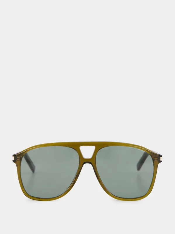 Transparent Khaki SL 596 Dune Sunglasses made by Yves Saint Laurent
