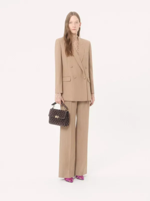 Ebony Rockstud Spike Medium Suede Bag made by Valentino Garavani