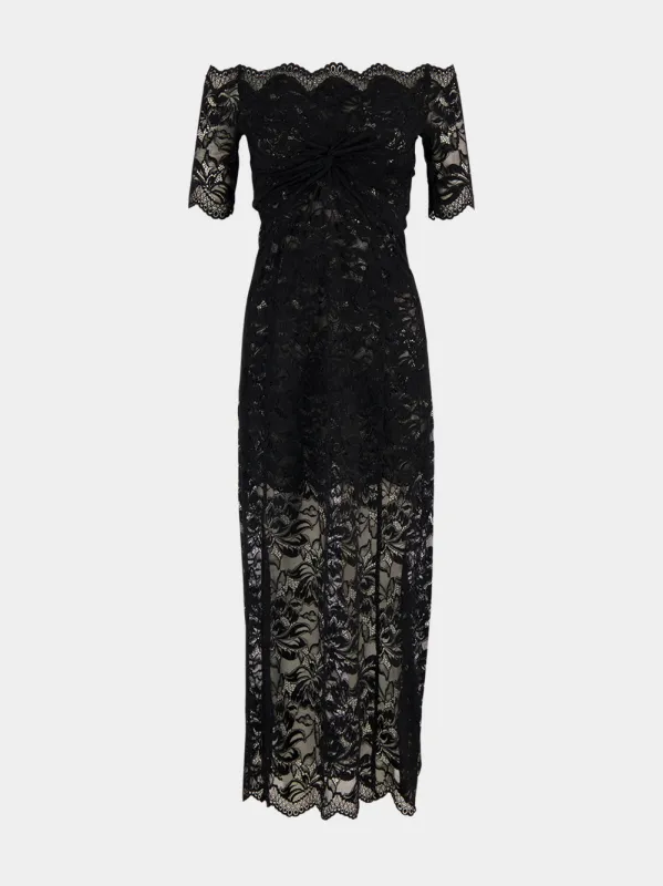 Black Layered Lace Midi Dress made by Rabanne